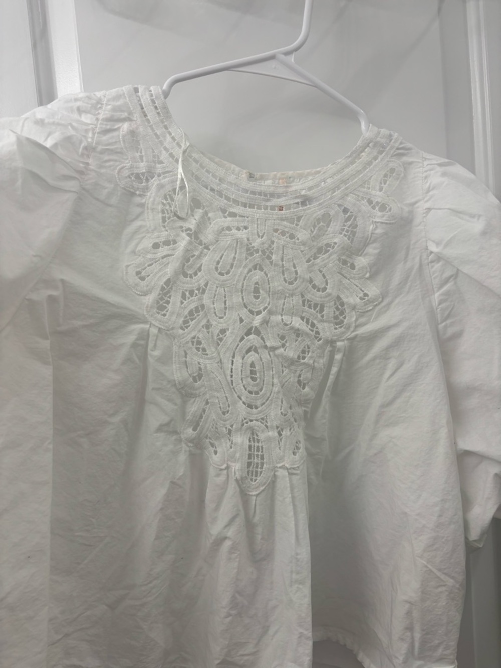 Free people bardot white puff sleeve blouse with lace details - Picture 3 of 10